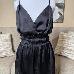 Fashion Nova black satin feel romper